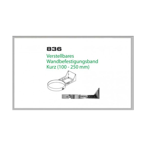 836/DN130 DW6 Verstellbares Wandbefestigungs band kurz 100-250 mm Dinak günstig kaufen im Angebot