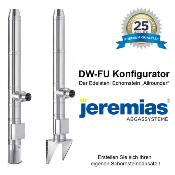Jeremias DW-FU Edelstahlschornstein Konfigurator DN 80mm - 200mm Bausatz günstig kaufen im Angebot