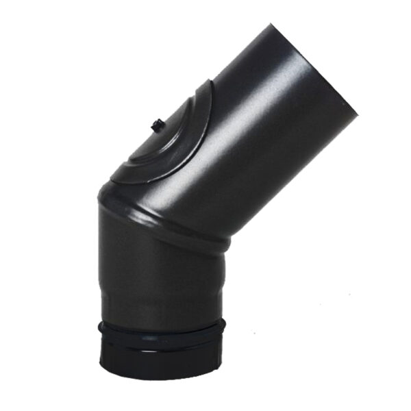 Pellet- Ofenrohr-Bogen 45° mit Tür DN 80mm matt-schwarz emailliert günstig kaufen im Angebot