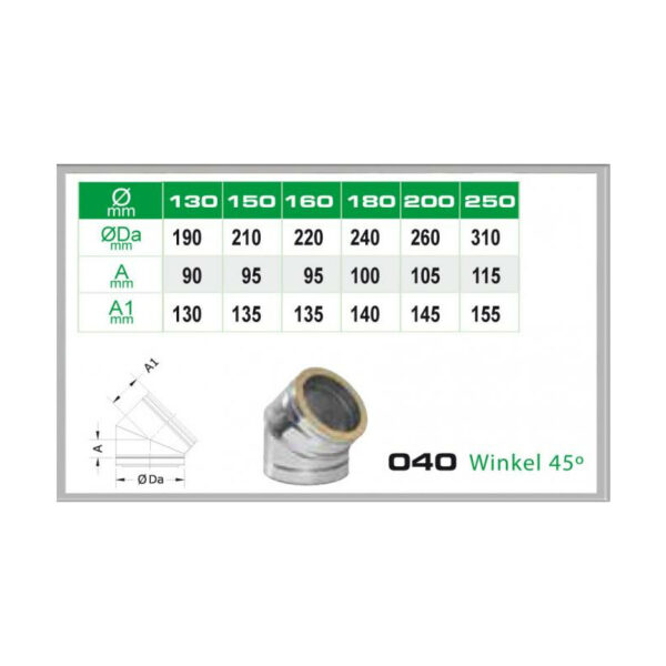 Winkel 45° für Schornsteinsets 180mm DW6 günstig kaufen im Angebot